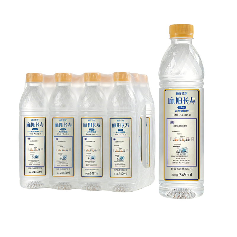 麻洋长寿天然弱碱性活力水349ml*12瓶